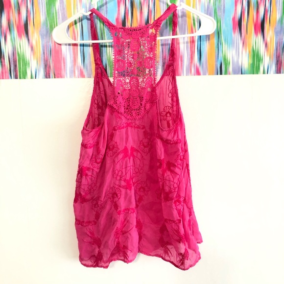 🦋 3/$15 Language XS embroidered 100% silk tank - Picture 5 of 7